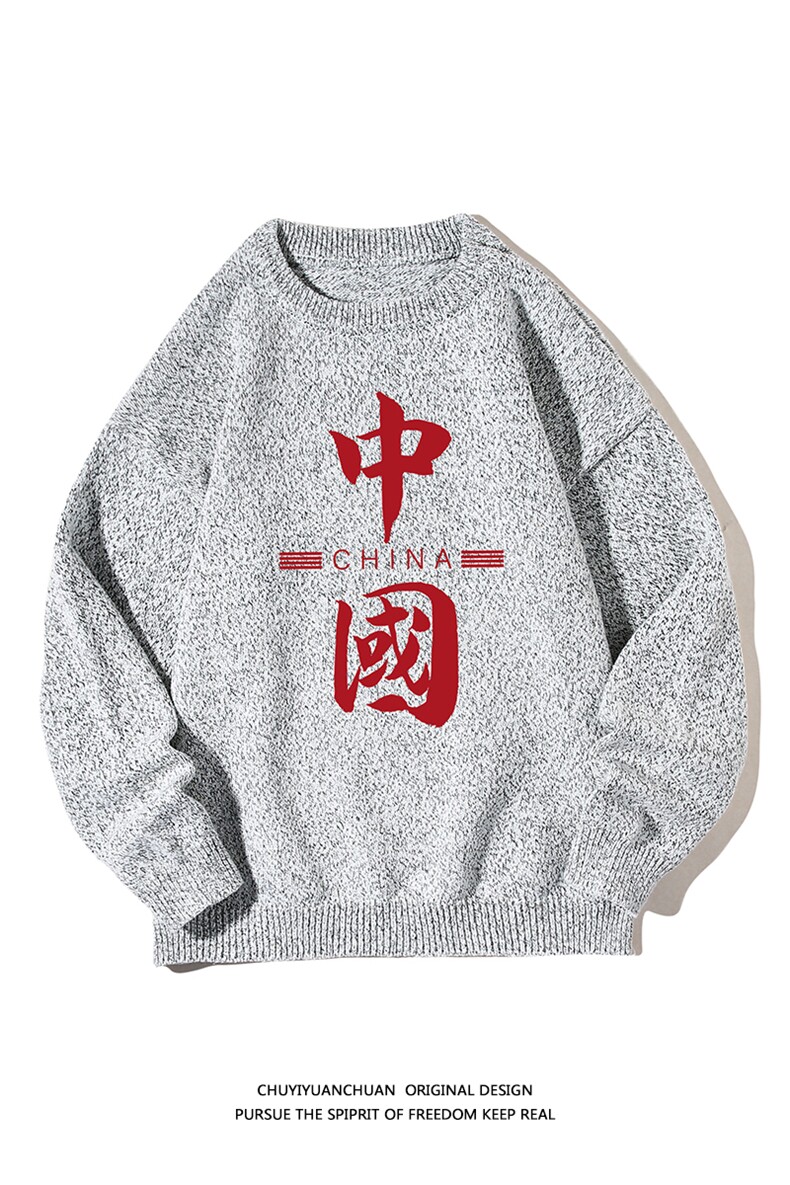 加厚加绒毛衣男大码毛线衣男针织衫M19198-P45加绒款-P65白底,男装针织衫/毛衣,电商A040A