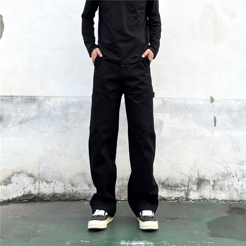美式复古多口袋工装牛仔裤男春秋款高街设计感高腰宽松休闲直筒裤,男装牛仔裤,星座506A