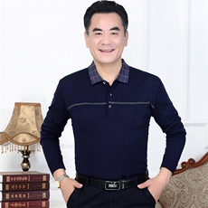 中老年长袖t恤男爸爸秋装上衣中年秋衣打底衫春秋季商务薄款卫衣，男装卫衣，电商B212（原钱塘6029）