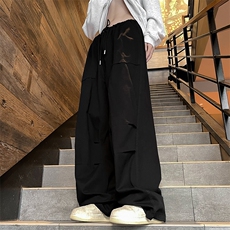 秋季潮牌ins机能风阔腿裤日系复古宽松休闲工装裤男K7579-P42，男装休闲裤，星座512-3