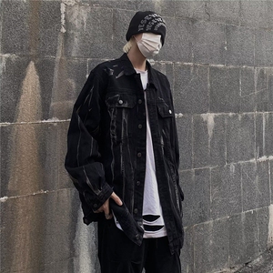 春季潮牌扎染设计牛仔外套男复古宽松高街百搭夹克衫W6460-P64图片