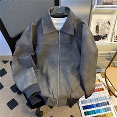 皮衣外套男春秋高级感潮牌痞帅夹克短款棒球服2237P63，男装夹克，星座410-2