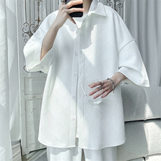 2024夏季新款旋律风车大码简约针织短袖衬衫M-5XHC23185-特P30，男装衬衫，电商A022