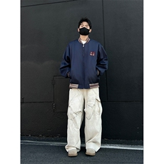 民主风提花拼接飞行夹克棒球服男xh94-特60，男装夹克，电商B367