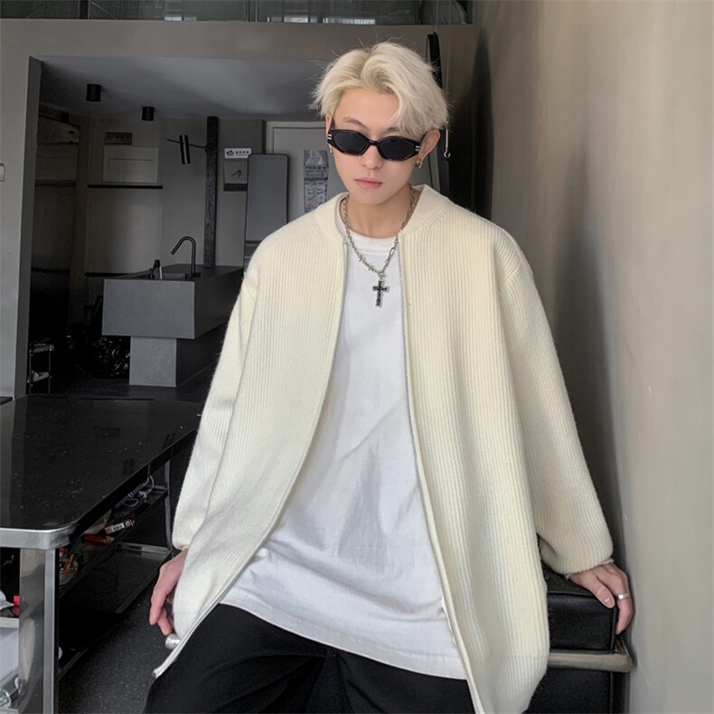 ！棒球领双拉链开衫针织毛衣男CP16-特p55,男装针织衫/毛衣,电商B371