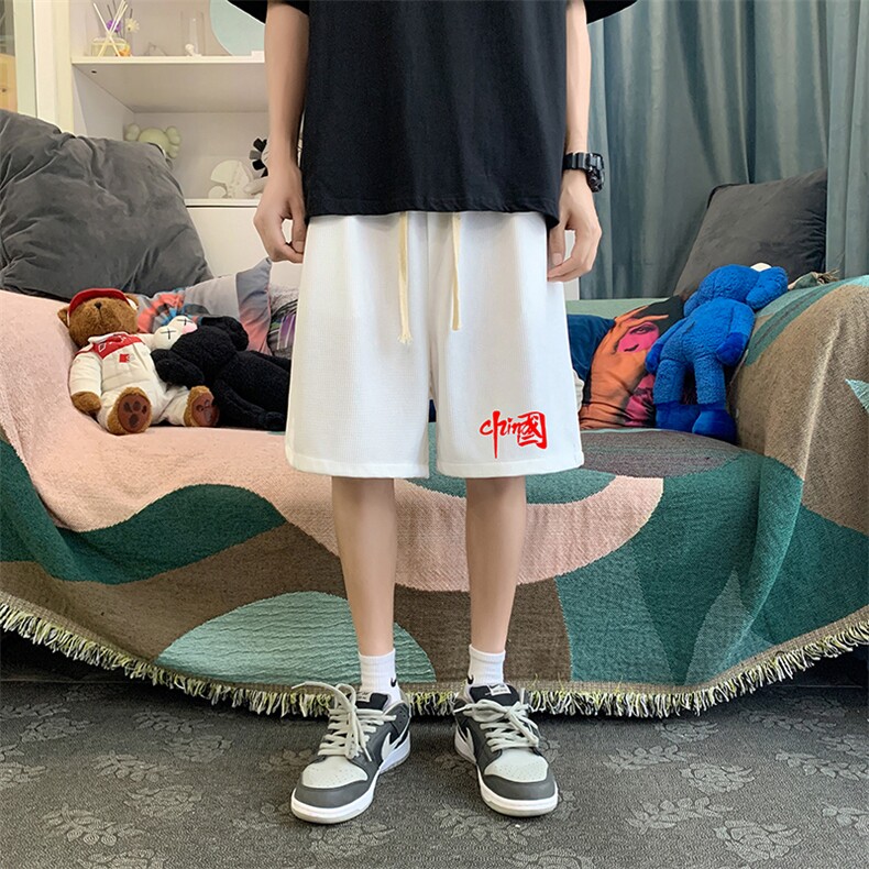 HD74276-P22华夫格短裤男大码宽松五分裤男直筒中裤,男装休闲裤,电商A040