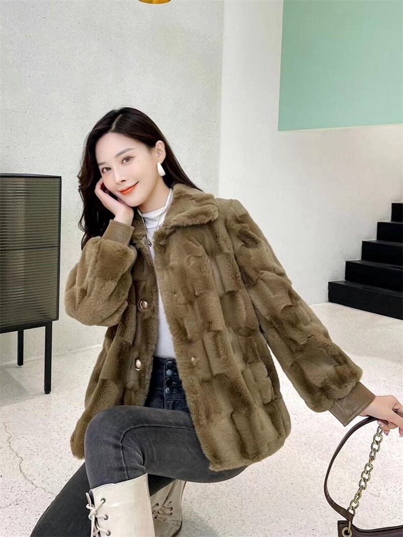 【冬季新款】貂绒贵妃貂皮毛一体韩系小短款，其它，笑思源