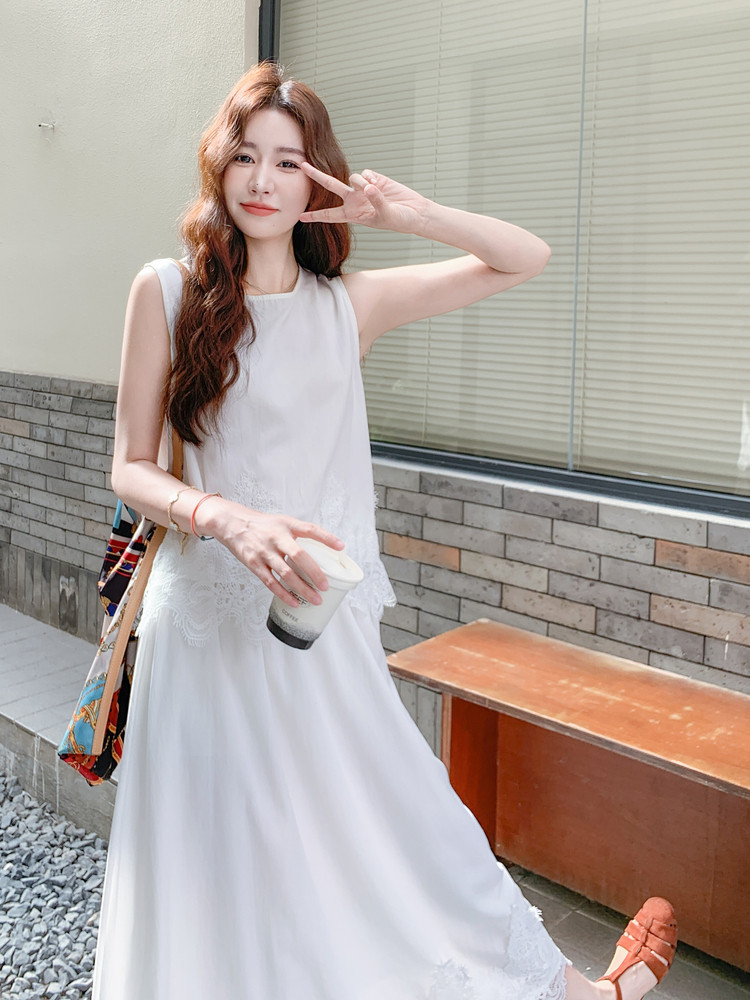 黄色蕾丝拼接背心半身裙套装女2025年夏季新款减龄休闲显瘦两件套,女装套装/套裙,浙宝210（原浙宝191）