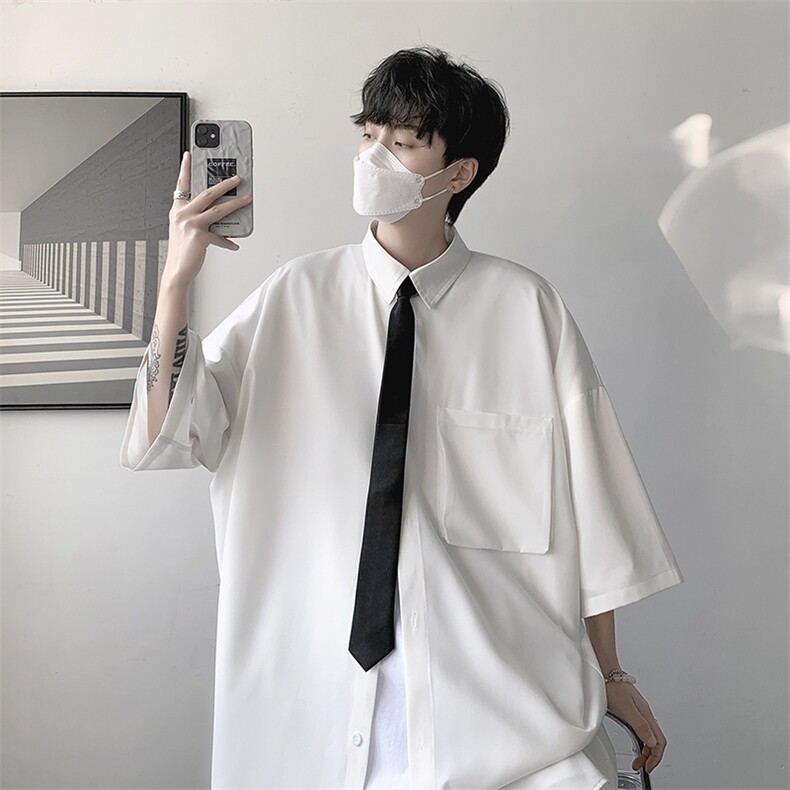 夏季新款短句五分袖立体口袋衬衫宽松休闲衬衣 A071-C40-P38图片