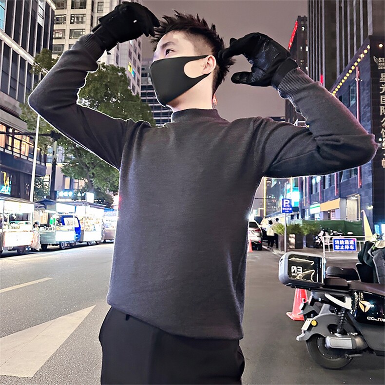 LV305/特P35控55冬季软糯亲肤纯色跑量半高领内搭毛衣男黑首,男装针织衫/毛衣,星座305B