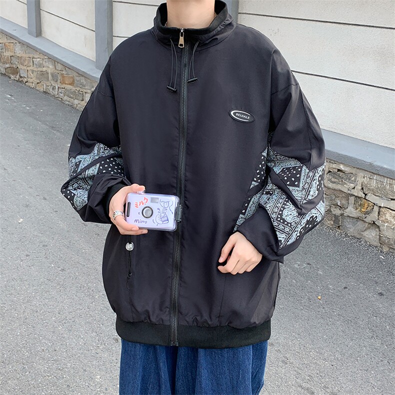 2021秋季新款夹克日系立领复古印花宽松百搭潮牌外套W1146-P49,男装夹克,星座512-4