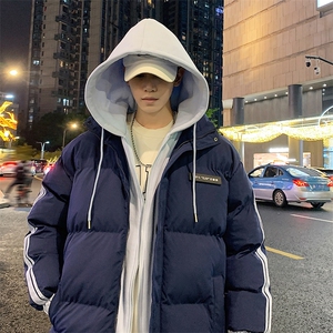 港风夜景潮牌新款织带连帽棉服潮流保暖棉衣M082-P100控139图片