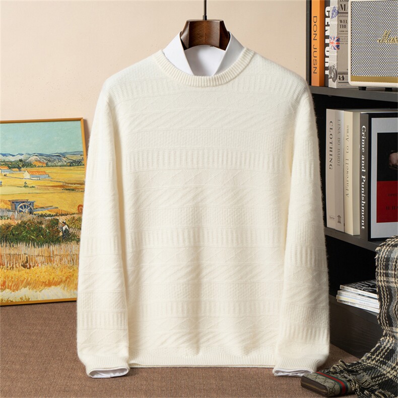 2025年秋季新款百搭长袖圆领套衫，男装羊绒套衫，星纬羊绒