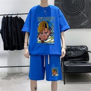 ！数据好！2022男士潮牌华夫格短袖T恤套装HTZ05P50图片