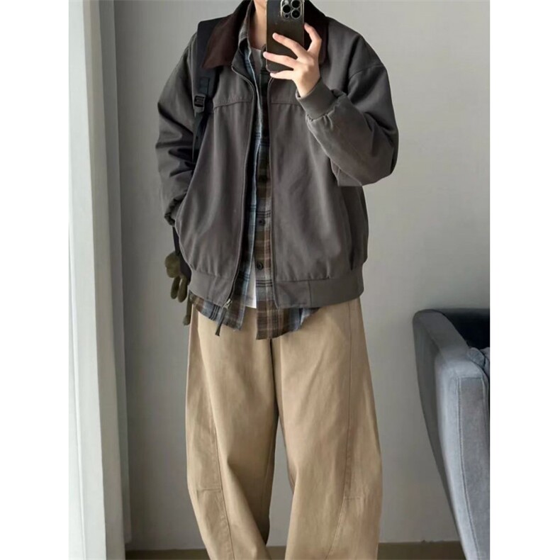 大货拼色衬衫领纯棉宽松夹克男上衣外套DSA157B-J182-P75,男装夹克,电商A157B