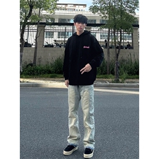 B221美式ins高街暗黑小众毛边修身小脚牛仔裤LK23020-P60控78，男装牛仔裤，电商B221