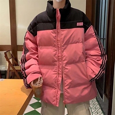 美式复古拼接条纹棉服棉衣冬季外套加厚保暖面包服K209/P80，男装棉衣，星座506