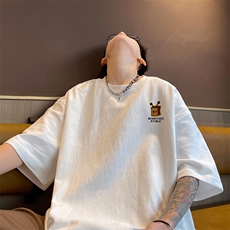 美式复古250g重磅纯棉短袖t恤男款夏季潮牌oversize宽松简约半袖，男装T恤，电商B367
