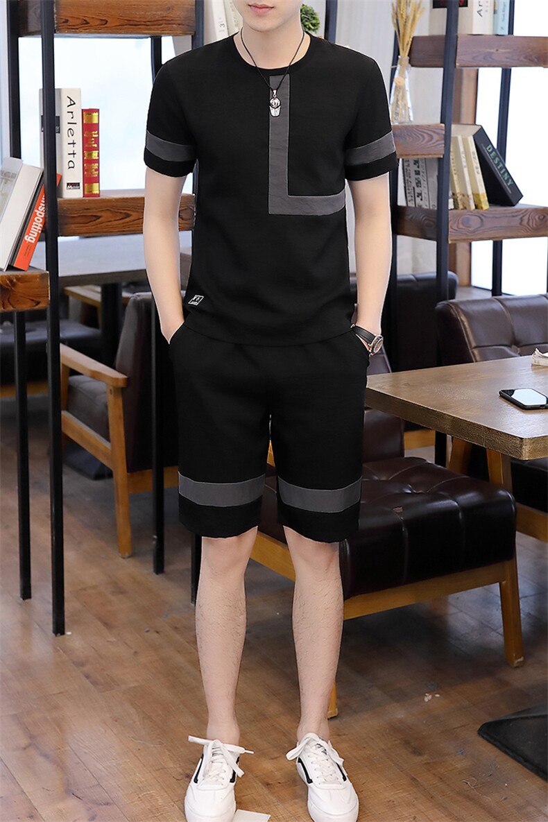 2021夏季新款原创短袖T恤学生五分裤运动套装潮男套装T707-P50,男装休闲套装,星座1206（原A206）