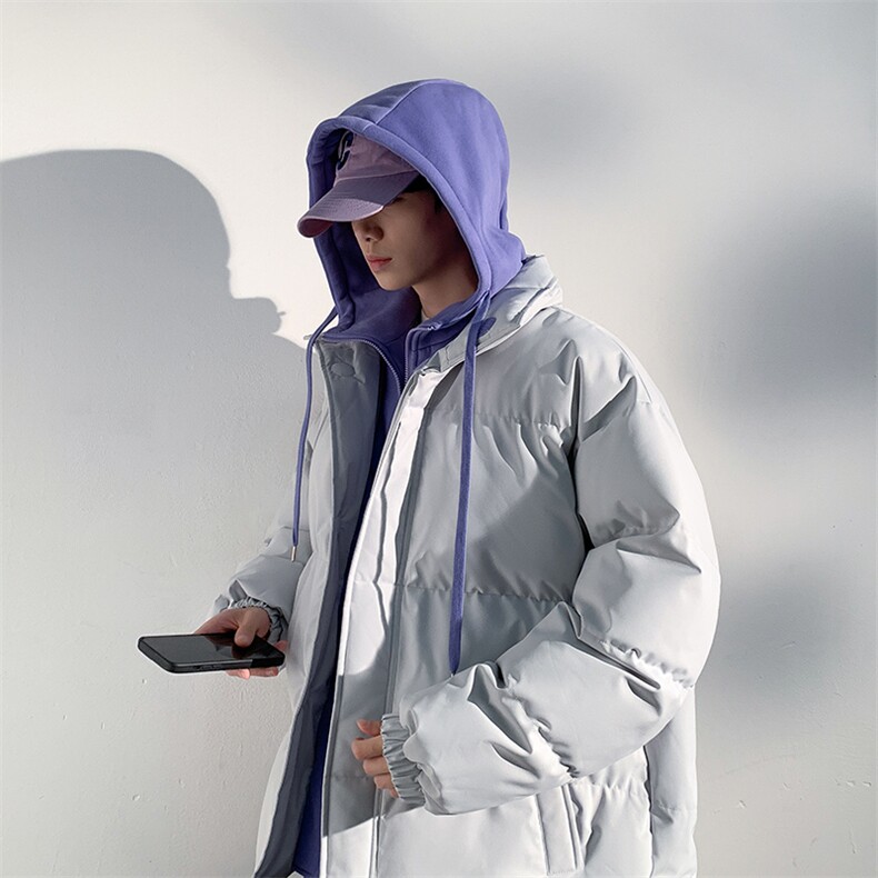 冬季青少年连帽假两件外套加绒加厚休闲简约棉衣棉服5303-P85,男装棉衣,电商B306