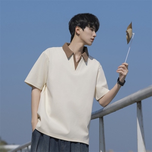大码公版拼色翻领POLO衫男休闲图片
