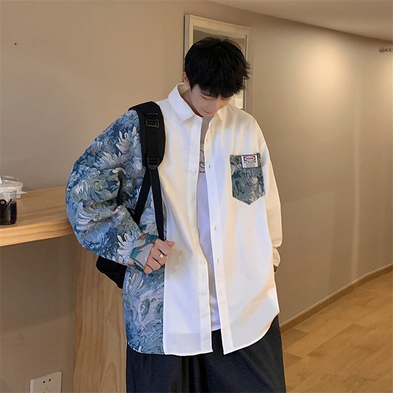 港风花型长袖衬衫男大码风潮衬衫男长袖衬衣男CS7714P60图片