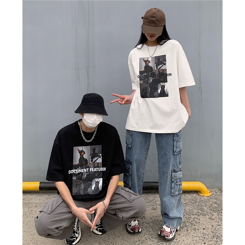 2023情侣装夏装新款潮高街印花宽松短袖T恤男女半袖潮D249P33,男装T恤,电商A335-1（原A458）