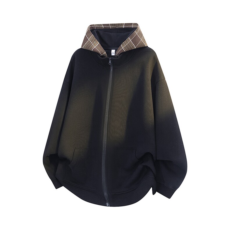 311B-1-8979-P53控89时尚高街拉链卫衣拼接宽松休闲百搭上，男装卫衣，星座311B-1