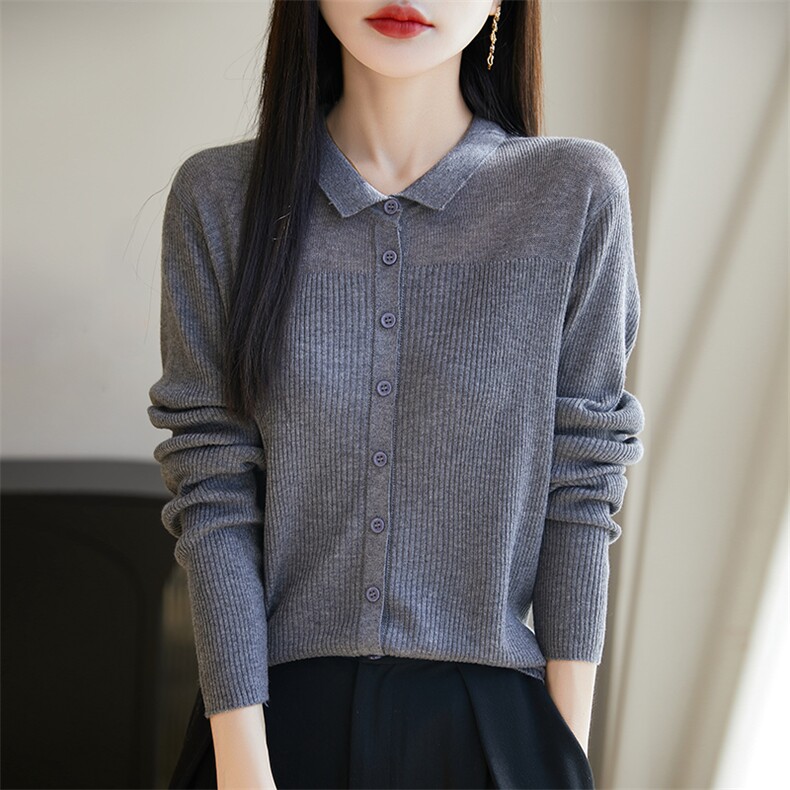 翻领毛衣外套女2025早春季新款洋气外搭毛衣针织开衫春秋披肩上衣,针织衫/毛衣,暖烁羊绒