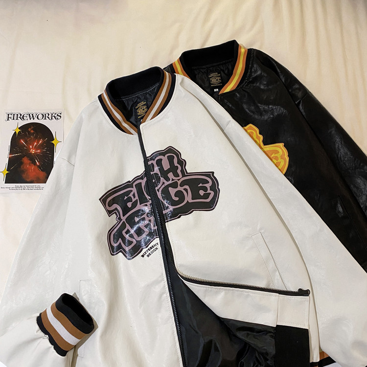 PU皮夹克印花棒球服潮牌中性外套ZJ52-P85-控105，男装夹克，星座1408-1