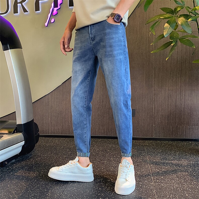 牛仔裤男潮牌修身小脚九分裤青少年显瘦男生裤子C208-6784-特P48,男装牛仔裤,电商C208