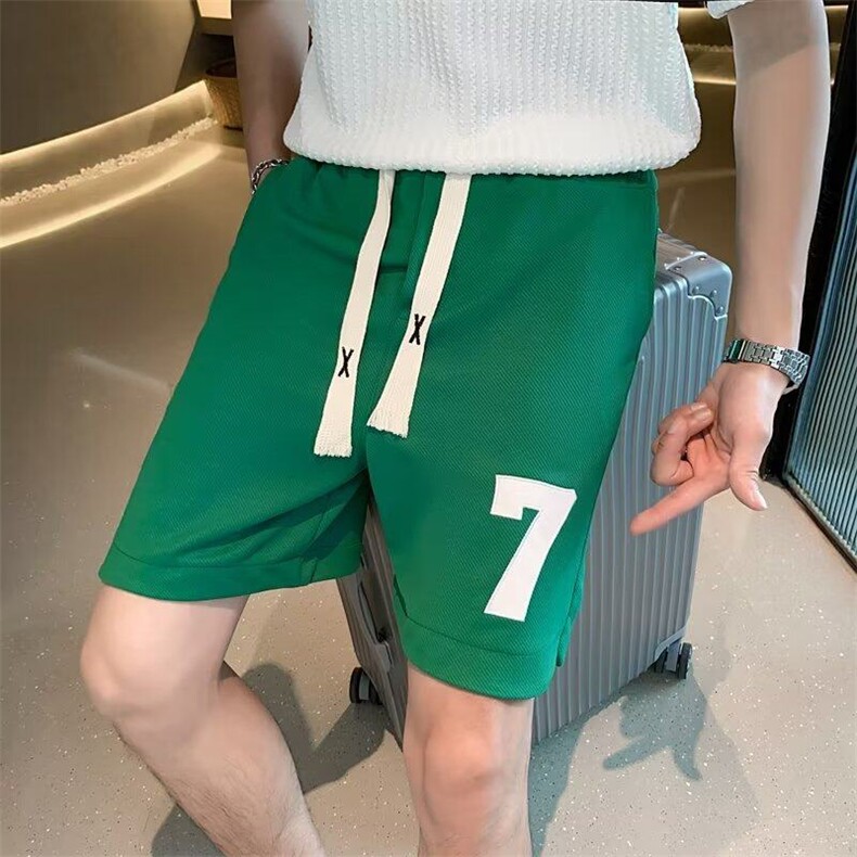 潮时尚潮牌直筒男休闲裤印花运动裤五分裤夏季宽松型 KK135-P40图片