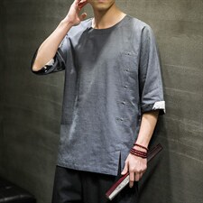 春夏新款风棉麻七分袖短袖t恤男宽松大码DSA008/T063/P60，男装T恤，电商A008