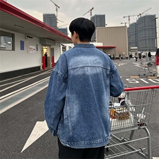 港风宽松休闲牛仔外套夹克男做旧水洗美式情侣上衣JK03-P78控108，男装夹克，星座218-5