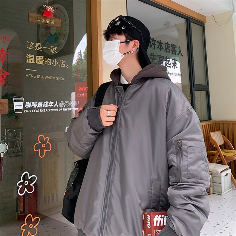 港风夹克可拆卸连帽棉衣加厚情侣宽松保暖外套MY9309 P-90图片