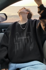 橘黄色重磅宽松无帽卫衣男潮牌美式oversize春秋渐变印花长袖T恤，男装卫衣，电商B316