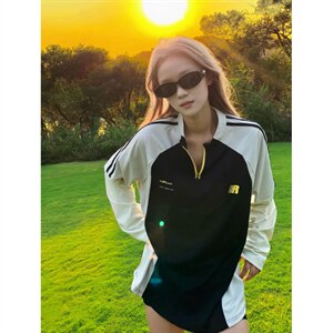 档口现货。T恤男女长袖宽松百搭拼色卫衣ST739-P43图片