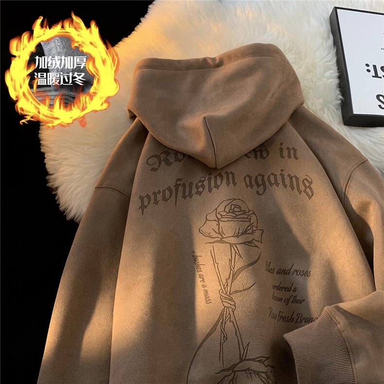 大码450G加绒加厚重磅烧花麂皮绒连帽卫衣JF92JR-P65控88常规P58，男装卫衣，电商A422-1