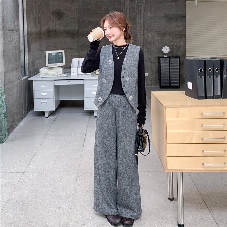 秋季阔腿裤马甲时尚两件套女，女装套装/套裙，浙宝069
