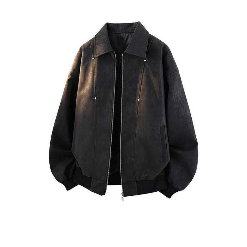 网图美式翻领纹理感PU皮夹克皮衣机车服外套JK508-P70,男装夹克,星座1213