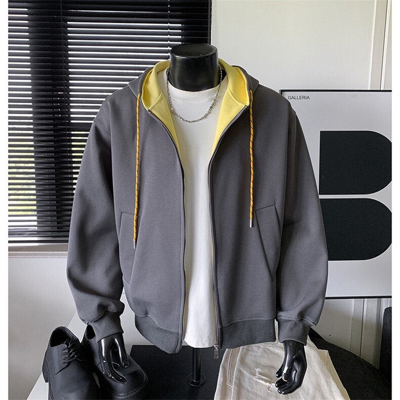 重磅boxy短款全棉450克潮拉链连帽卫衣套头外套男RH5601-P53,女装短外套,星座610B-1