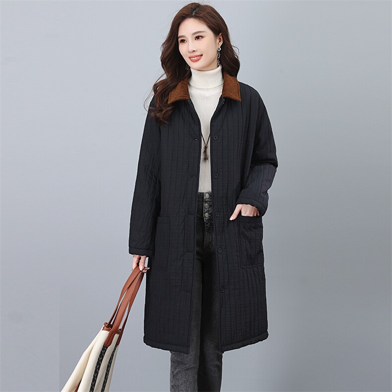 2023年秋冬单排扣中长款棉大衣,女装棉衣/棉服,小林双子