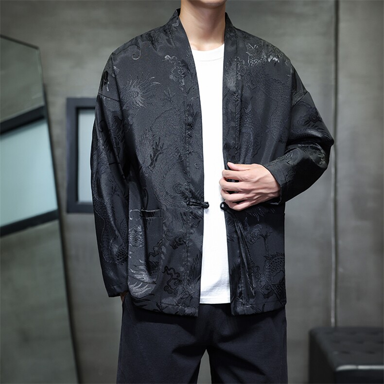 2026春装新款加厚龙纹夹克开衫外套唐装汉服潮流2512-P50,男装夹克,电商A057B