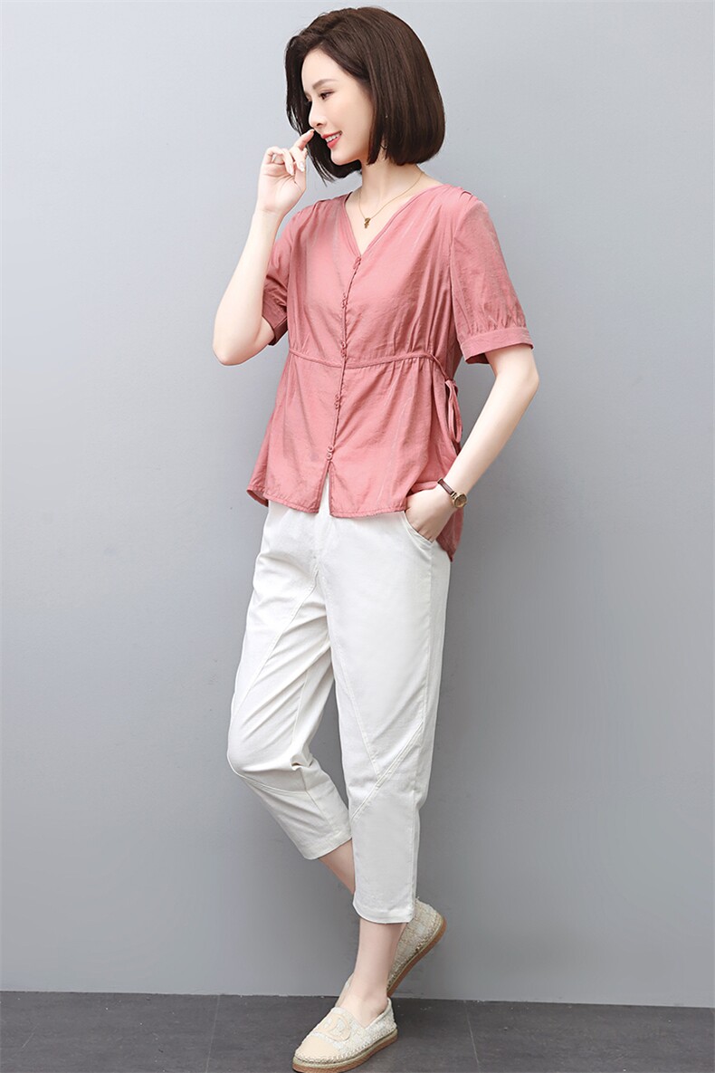 休闲棉麻职业套装夏装2025新款时髦气质显瘦减龄亚麻两件套女装潮,女装套装/套裙,涵誉