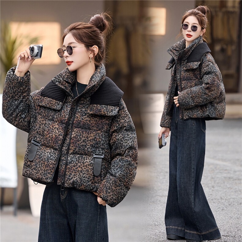 冬季新款女装2025年时尚气质优雅大方豹纹棉服，女装棉衣/棉服，魅影
