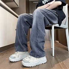 复古渐变牛仔裤男夏季高街宽松直筒阔腿休闲长裤N5532，男装牛仔裤，星座1116A-1（原606A）