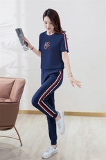 品牌冰丝运动服套装女夏季2024新款休闲速干短袖夏装两件套，女装套装/套裙，梦依杭