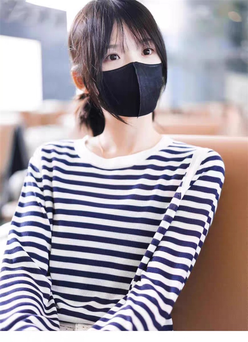 春夏新款圆领羊毛针织衫女宽松韩版条纹超薄微透显瘦短款插肩上衣,女装羊毛衫,千御纺羊绒