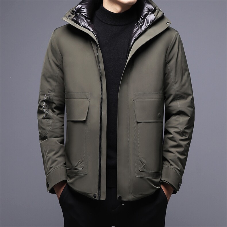 V2501钱塘2020-3秋冬中老年男士连帽羽绒服保暖休闲百搭外套P245,男装羽绒服,钱塘207-3