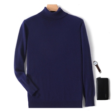 秋冬新款男士高领衫舒适保暖时尚百搭经典黑色简约大气男装，男装羊绒套衫，绒韵雅